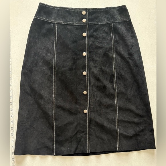 Theory Dresses & Skirts - Size 10 Theory Black Leather Y2K Vintage Front Button Midi Skirt